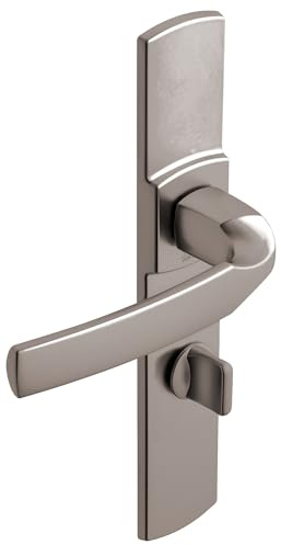 Vachette Ensemble de Poignée de Porte sur Plaque ARTIS - Version à Condamnation pour Porte de WC, Salle de Bain - Entraxe 195 mm - Matériau Zamak Résistant - Garantie 10 Ans - Finition Platine