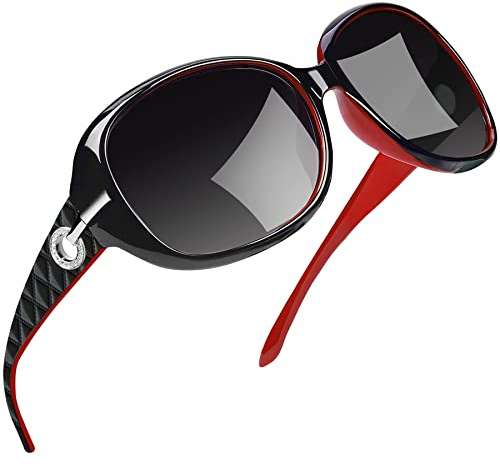 Joopin Gafas de Sol Mujer Moda Polarizadas Protección UV400 de Gran Tamaño Gafas de Sol Señoras (Rojo)