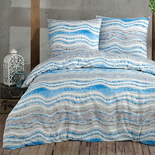 Buymax Bettwäsche 200x220 cm – Bettwäsche Set 3-teilig 200 x 220 cm, Renforcé 100% Baumwolle, Bettbezug mit 2 Kissenbezügen 80x80 cm, Oeko-TEX, Reißverschluss, weich und atmungsaktiv