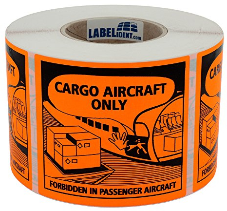 Transportaufkleber - Luftfracht/Cargo Aircraft Only - 120 x 110 mm, 1.000 Verpackungskennzeichen auf 1 Rolle(n), 40 mm Kern