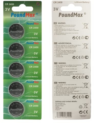 CR2450 DL 2450 Lithium Knopfzellen Batterien, CR 2450 3V Coin Batterie, kindersichere Verpackung, für Smart Home Geräte, elektronische Kleingeräte, Autoschlüssel und weitere Anwendungen, Silber