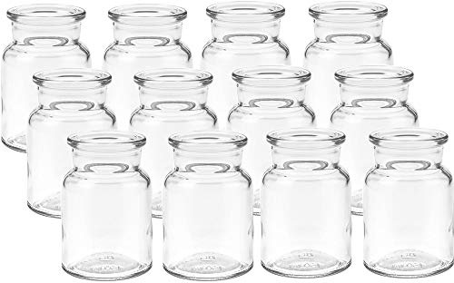 Vitrea 24er Set kleine Vasen - Rund, 9 cm hoch, Glas - Mini Blumenvasen, Glasvasen, für Tischdeko, Glasflasche, Minivasen, Väschen (24 Stück)