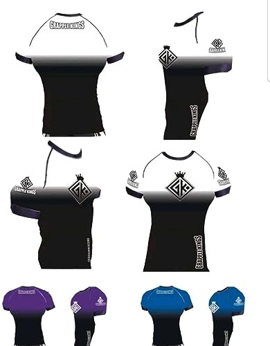 GK BJJ Rash Guard Ranked - Rashguard da MMA Grapple Kings da uomo IBJJF UFC 1 Viola M