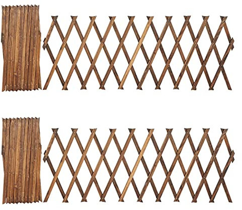 HUIKJI Lot de 2 treillis de jardin en bois naturel, treillis en osier naturel, largeur réglable pour chambre, jardin, clôture décorative en bois