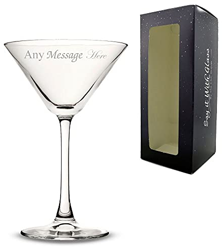 Personalised Engraved Enoteca Martini Glass, Gift Boxed, Personalise with Any Message