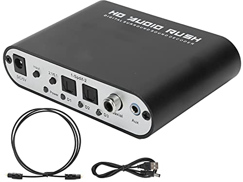 Audio Extractor, Audiodecoder DTS 5.1CH AC-3, Digitaler Optischer Koax zu Analog Audiokonverter, Stereo Cinch 3,5 mm Audio mit Optischem für Heim/HDTV/Konzertsaal/DVD(USB+Glasfaserkabel)