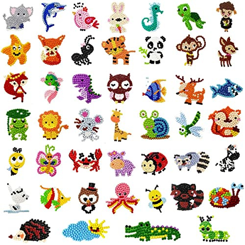CHYEEH 5D Diamond Painting Set für Kinder, 46 Stück DIY Tiermalerei Tiere Diamant Aufkleber Kit, Diamant Malerei Kits, Mosaik Set Kinder, DIY Diamant Painting Kit für Kinder und Erwachsene Anfänger
