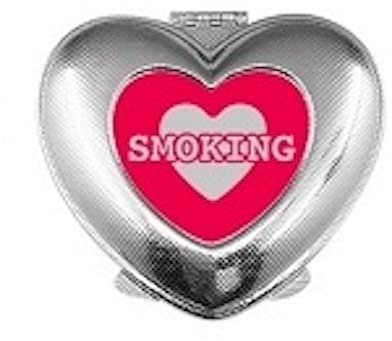 Taschenaschenbecher Herz 6 x 6 cm verschiedene Sprüche und Motive - Aschenbecher für unterwegs, schonen Sie die Umwelt (Smoking mit Herz - rot)