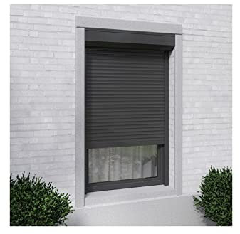 VOLET-MOUSTIQUAIRE Volet Roulant alu H140 cm x L120 cm Gris électrique Filaire