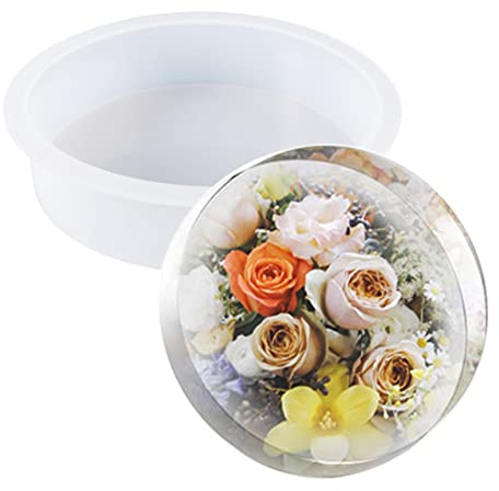 Cayway Große Epoxidharz Formen, Runden Resin Silikonform Silikonform, Gießform für Einem Anfängerset, die Erhaltung von Blumen, DIY-Hochzeit Jubiläumsgeschenk