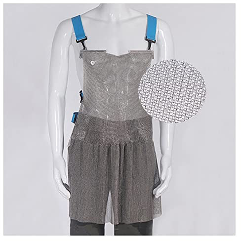 Tablier Tablier Résistant À La Coupe, Tablier Métallique Anti-coupé De La Main-d'œuvre, Tablier De Protection De La Sécurité for Les Abattoirs, 5 Tailles (Color : Silver, Size : 55x76cm)