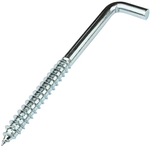 AERZETIX - C58028 - Satz mit 10 Schraubhaken in form L zum schrauben Ø8x100mm - vierkanthaken mit selbstschneidender schraube - aus verzinktem stahl - farbe silber