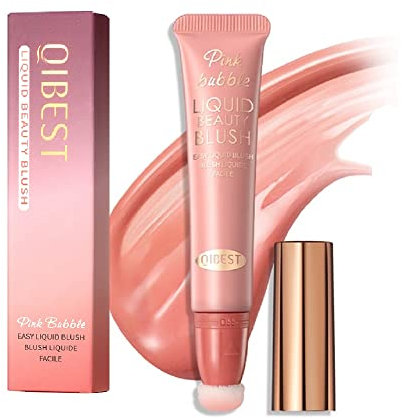 Palo de rubor líquido cara aplicador de cojín de rubor líquido facial suave, impermeable y carmín líquido crema de rubor adecuado para la sombra de ojos cara y labios (Naranja suave)