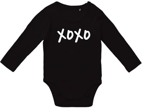Huuraa Mädchen und Jungen Body XOXO Kuss Geschenk Größe 74 Black Bio Baumwolle Fairtrade XOXO Babypartygeschenk