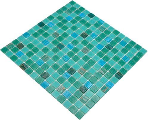 Mosaik türkis Poolfliesen Poolmosaik Fliesen Glas glänzend Quadrat Wand Boden Küche Bad Dusche