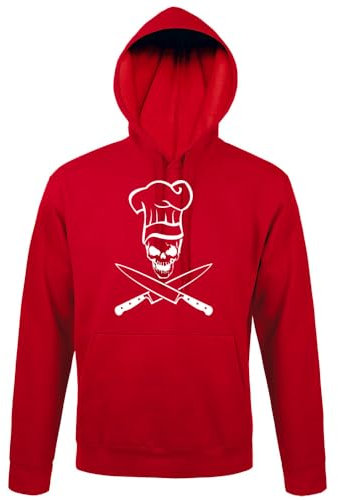 shirt84 Sweat à capuche avec tête de mort et couteau pour homme, rouge, M
