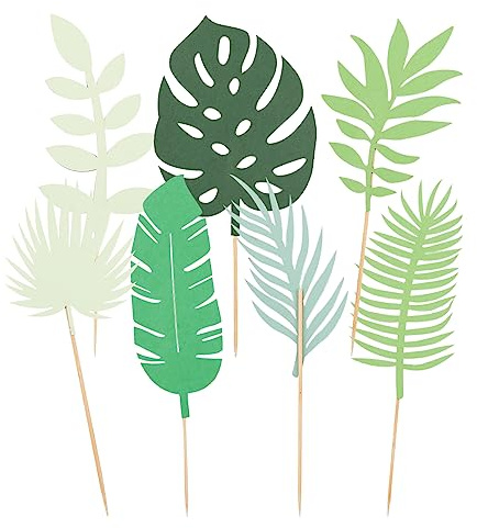 GLADFRESIT Lot de 7 décorations de gâteau en feuilles de palmier tropicales pour fête d'anniversaire sur le thème hawaïen