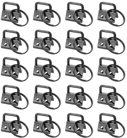 QUARKZMAN 20 Stück Schlüsselanhänger Rohlinge 20mm/ 0.8 Schlüsselband Rohlinge Schlüsselanhänger Hardware mit Schlüsselring für DIY Schlüsselbändern Tasche Gurtband Dunkel Nickel