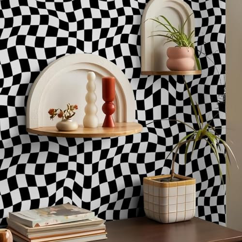 HAvern Autocollants pour carrelage de Cuisine 40 x 100 cm - Géométrie Noire et Blanche - Autocollants pour carrelage de Cuisine à Coller sur Le Mur - Dosseret pour Cuisine - Autocollant e