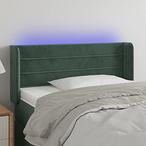 CKioict Betthaupt Wandkissen Bett Bettkopfteil Schlafzimmer LED Kopfteil Dunkelgrün 83x16x78/88 cm SamtGeeignet für Schlafzimmer, Gästezimmer, Schlafsaal