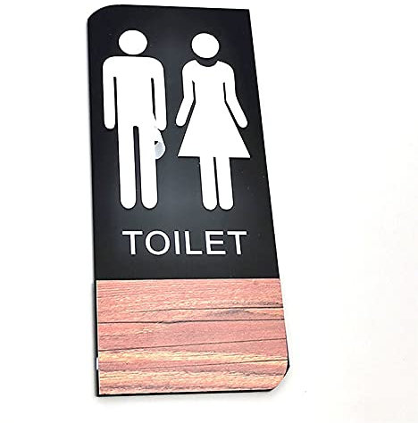 Panneau en plastique, panneau de toilette, panneau de sécurité, plaque de signalisation de toilette en acrylique pour hommes et femmes, symbole de WC, panneaux adhésifs pour porte de salle de bain,