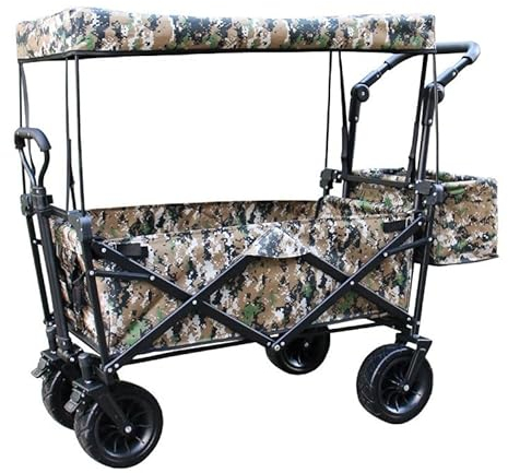 CRBUDY Einkaufswagen Lagerwagen Klappbarer Gartenwagen Einkaufswagen Robuster Wagen mit Überdachung Multifunktions-Einkaufswagen für den Außenbereich Handwagen