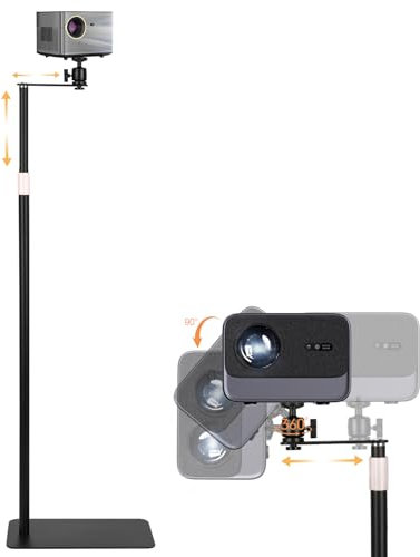 Soporte para proyector, soporte de suelo con base de acero al carbono, altura ajustable de 85-130 cm, trípode universal giratorio de 360°, soporte de proyector compatible con X-G-I-M-I N-e-b-u-l-a (B)