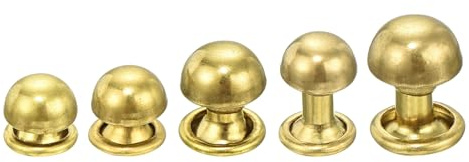 QUARKZMAN 50 Set Rivetti a Testa Rotonda, 6x4 a 8mm Rivetto Ottone per Pelle Viti Bottone Testa Tonda per Cintura Pelle Portafoglio Borsa a Mano Artigianato Decorazione Fai Da Te (Oro)
