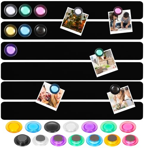 Magnettafel Magnetleisten Selbstklebende Memorandum Magnetpinnwand 6 Stück Fotowand Magnetstifte mit 20 Stück Bunt Magnet für Klassenzimmer Küche Büro und Wohnung