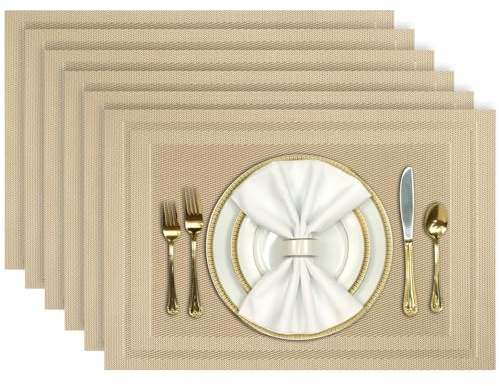 Aofmee Platzset, Tischsets Abwaschbar 6er Set, Platzdeckchen PVC rutschfest Hitzebeständig, Tisch-Set für Küche Speisetisch Abwischbar Tisch-Matten für Esstisch, Antifouling und Leicht zu Reinigen