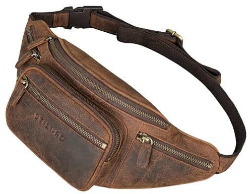 STILORD Caspar Gürteltasche Leder Groß Vintage Bauchtasche für Herren Damen Kinder Hüfttasche Modern Belt Bag für Jogging Festival Urlaub Echtes Leder Farbe:Kreta - braun