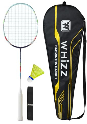 BAIHUALIN WHiZZ Carbon Graphite Badminton Racket Set Exclusive Frame Design | Lightweight Badminton Racquet set for Training, Exercise, School Sports, Leisure Incl. Shuttlecock, Grip Tape & Carrying Bag