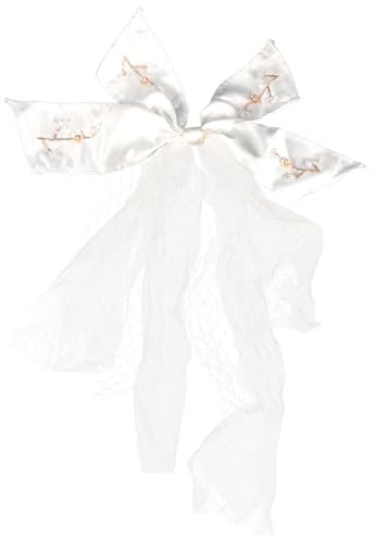 WRITWAA Braut Haarschmuck Mit Schleife Und Netzschleier Handgefertigte Braut Haarnadel Für Hochzeiten Elegantes Hochzeitsaccessoire Für Frauen Zarte Haarspange Für Besondere Anlässe