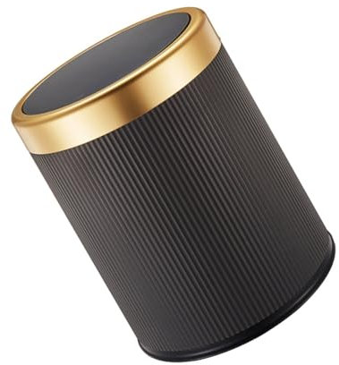 Contenedor de basura redondo con tapa, sólido y fácil de limpiar para uso en interiores, elegante cubo de basura