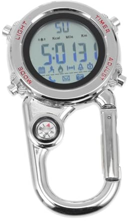 LIFKOME anschließen Karabiner Uhr Backpacker-Uhr pro Watch spangenuhr Praktische Uhr Rucksack-Uhr Zinklegierung-Uhr Kletteruhr für Outdoor kletternde hängende Uhr Rostfreier Stahl rot