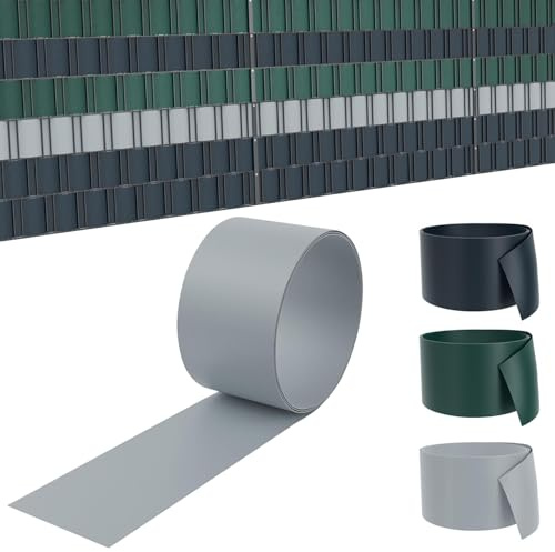LZQ 30x Hart PVC Sichtschutzstreifen,25m x 19cm Sichtschutz Rolle,Blickdicht Doppelstabmatten für Garten,Balkon,Grau