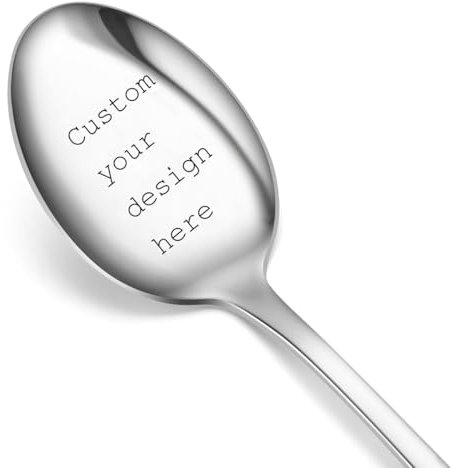 Generic Cuillère avec Texte Gravé Individuel, Cuillère Personnalisée Individuelle en Acier Inoxydable pour Café Gâteau Dessert, Cadeau Unique pour Parents Amis Enfants Saint Valentin Anniversaire