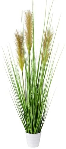 CREATIV green künstlicher großer Grasbusch 80 cm in weißem Topf I naturgetreues künstliches Pampasgras I Ziergras für Innen I hochwertige & dekorative Dekopflanze