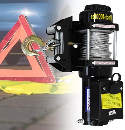 Cabrestante eléctrico impermeable con control remoto doble, 12 V/24 V, ideal para remolque todoterreno, autoservicio de arena, vehículo y rescate de emergencia