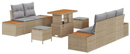 vidaXL Trädgårdsoffset 8 pcs Beige konstrotting, Trädgård och terrass, modern rattan-soffa, utesoffa, modulär möbel, perfekt för avkoppling och komfort