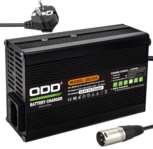Caricabatterie 54.6V 5A per batterie al litio 13S 48V Uscita XLR 3-Pi (1+2-)