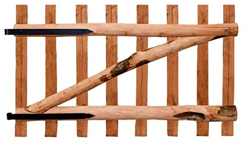 Porte de clôture simple battant en bois de noisetier 100 x 60 cm – Brise-vue naturel pour jardin et terrasse – Résistant aux intempéries et durable