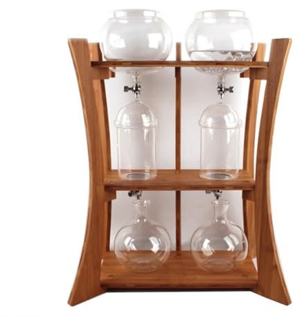 Vituord Cafetera De Goteo Frío De Goteo Lento, Capacidad De 2000 Ml, con Gotero Ajustable De Acero Inoxidable Y Soporte De Madera, Ideal para Preparar Café En Casa O En La Oficina