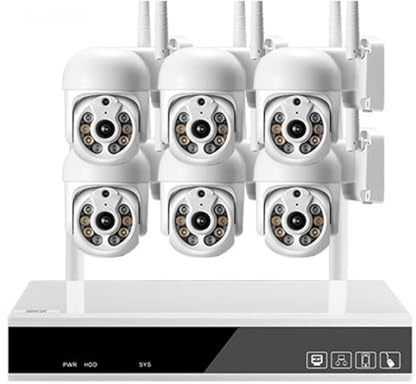 Kit Videosorveglianza, Di Telecamere Di Sicurezza PTZ Da 3 MP 8CH 2304 * 1296 Kit NVR POE CCTV Set Di Telecamere IP Di Videosorveglianza In Metallo Bianco H.265X For Esterni(None,8CH NVR and 6Cameras)