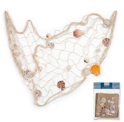 Fischernetz zur maritimen Dekoration – Stimmungsvolles Deko-Accessoire – 100 x 200 cm mit Muscheln