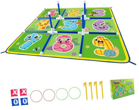 harayaa Ringwurfspiel, Gartenspielzeug für und Erwachsene, Familientreffen, Picknick, Hinterhofspaß, Garten, draußen, Zuhause, Toe-Wurfspiel, Style B