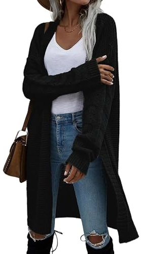 Cardigan Lungo Semplice da Donna, Ampio, A Maniche Lunghe, Stile Boyfriend, Giacca Spolverino Svolazzante, Maglione Invernale Casual, Cappotto da Donna