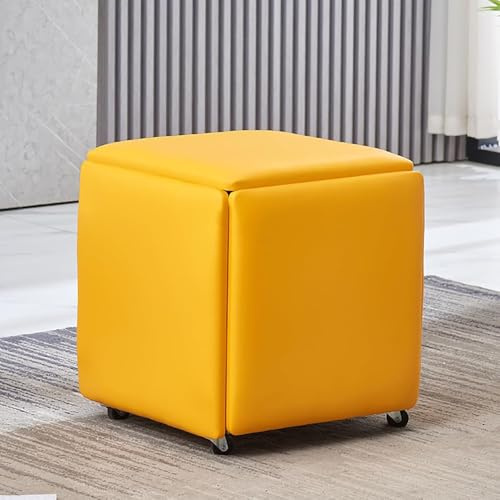 5-in-1 Ottomane aus PU-Leder, stapelbarer Fußhocker und Ankleidestuhl für Wohnzimmer und Esszimmer, 35,6 x 35,6 x 38,1 cm, bewegliches Sofa