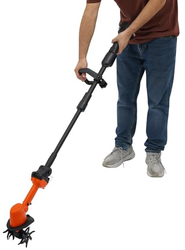 Akku-Bodenhacke, 550W Akku-Kultivator Akku Gartenfräse für Makita Akku 21V, Arbeitstiefe 10cm, Arbeitsbreite 10cm, Schnurlose Mini Gartenfräse für Gemüsefelder, Gewächshäuser
