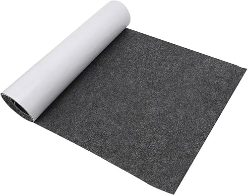 Gohytal Filz Selbstklebend Grau 1mm, 40x220cm Selbstklebender Filz, Filzstoff Selbstklebend, Klebefilz, Filzstoff zum Kleben, Filzmatte Selbstklebender für DIY Auto Box Liner, Camper, Kfz, Möbel